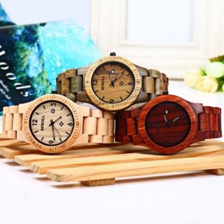 BEWELL ZS - W086B WOOD QUARTZ MEN WATCH ANALOG DATE DISPLAY (EBONY WOOD)