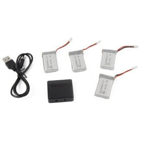 BATTERY BALANCE CHARGING SET 4 X 800MAH LI   1 TO 4 BALANCE CHARGER FOR SYMA X5C / X5 / X5