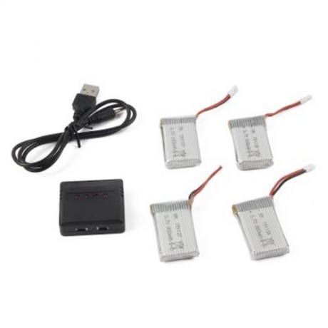 BATTERY BALANCE CHARGING SET 4 X 800MAH LI   1 TO 4 BALANCE CHARGER FOR SYMA X5C / X5 / X5