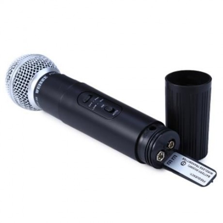 WEISRE PGX58 VHF DUAL WIRELESS MICROPHONE WITH RECEIVER FOR KARAOKE (BLACK)