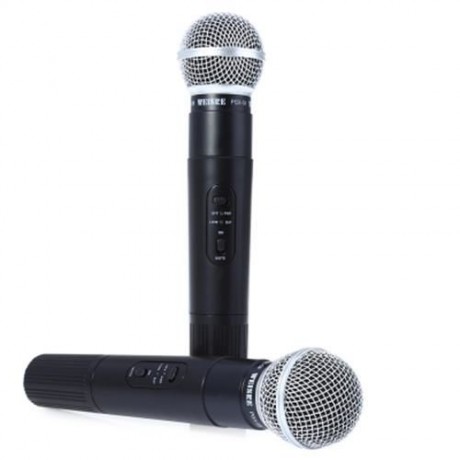 WEISRE PGX58 VHF DUAL WIRELESS MICROPHONE WITH RECEIVER FOR KARAOKE (BLACK)