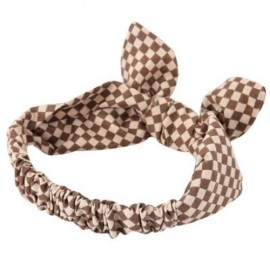 CUTE STRIPE DOT PLAID PRINT BUNNY EAR STRETCHY BABIES HAIRBAND (COFFEE)