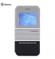 BASEUS EDEN LEATHER PROTECTIVE SHELL COVER FOR IPHONE 6 / 6S WITH SMART WINDOW STRIPE MIX 