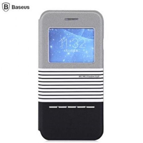 BASEUS EDEN LEATHER PROTECTIVE SHELL COVER FOR IPHONE 6 / 6S WITH SMART WINDOW STRIPE MIX 