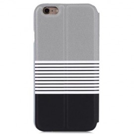 BASEUS EDEN LEATHER PROTECTIVE SHELL COVER FOR IPHONE 6 / 6S WITH SMART WINDOW STRIPE MIX 