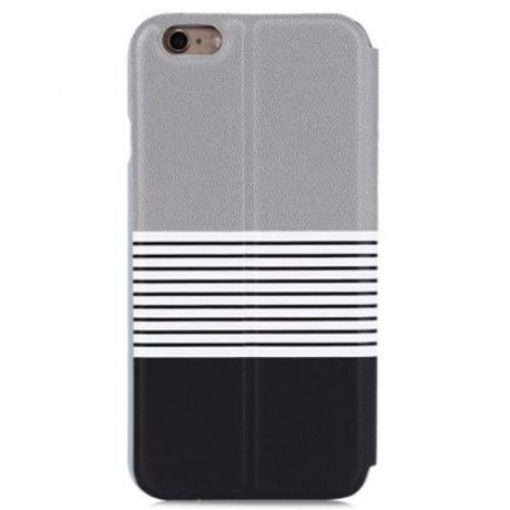 BASEUS EDEN LEATHER PROTECTIVE SHELL COVER FOR IPHONE 6 / 6S WITH SMART WINDOW STRIPE MIX 