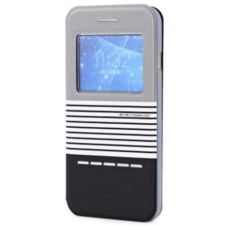 BASEUS EDEN LEATHER PROTECTIVE SHELL COVER FOR IPHONE 6 / 6S WITH SMART WINDOW STRIPE MIX 