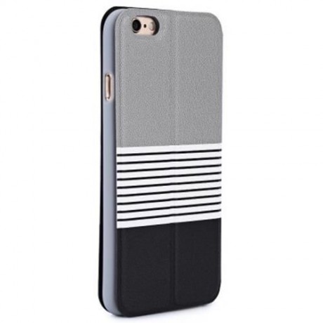 BASEUS EDEN LEATHER PROTECTIVE SHELL COVER FOR IPHONE 6 / 6S WITH SMART WINDOW STRIPE MIX 