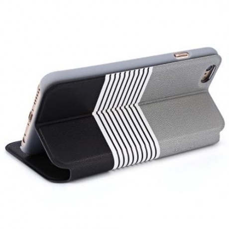 BASEUS EDEN LEATHER PROTECTIVE SHELL COVER FOR IPHONE 6 / 6S WITH SMART WINDOW STRIPE MIX 