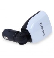 BASEUS 2 PORTS 2.1A   1A DUAL USB CAR CHARGER (WHITE AND BLACK)