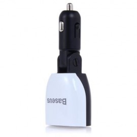 BASEUS 2 PORTS 2.1A   1A DUAL USB CAR CHARGER (WHITE AND BLACK)