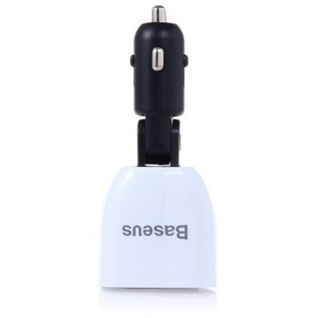 BASEUS 2 PORTS 2.1A   1A DUAL USB CAR CHARGER (WHITE AND BLACK)