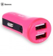 BASEUS 2 PORTS 2.1A   1A DUAL USB CAR CHARGER (ROSE)