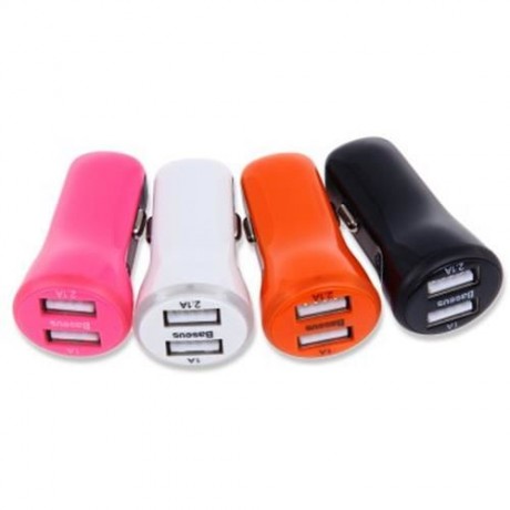 BASEUS 2 PORTS 2.1A   1A DUAL USB CAR CHARGER (ROSE)