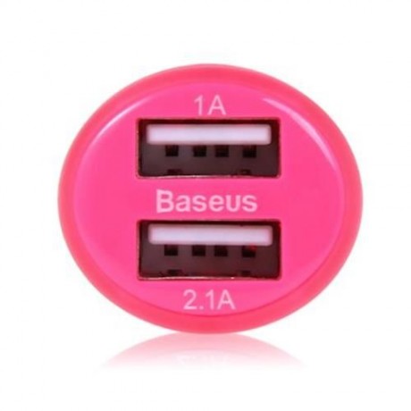 BASEUS 2 PORTS 2.1A   1A DUAL USB CAR CHARGER (ROSE)
