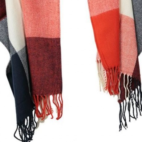 TRENDY WOOL WARM PLAID THICKENING WOMEN SHAWL (CADETBLUE)