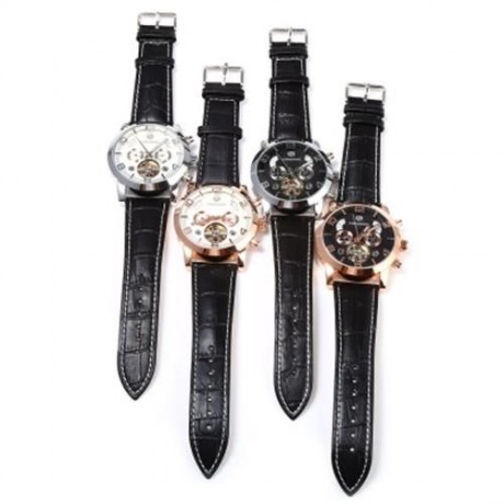 FORSINING A165 TOURBILLON AUTOMATIC MECHANICAL WATCH FOR MEN LEATHER BAND DATE WEEK MONTH 