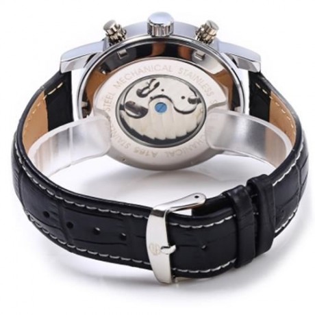FORSINING A165 TOURBILLON AUTOMATIC MECHANICAL WATCH FOR MEN LEATHER BAND DATE WEEK MONTH 