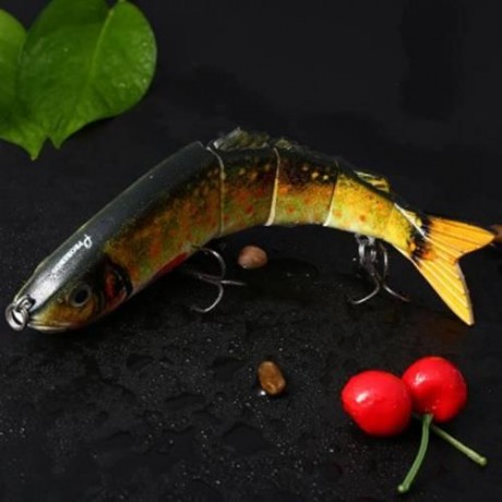 5 JOINTED SECTIONS MULTI-JOINTED FISHING LURE HARD PLASTIC BAIT WITH TREBLE HOOKS (#4)