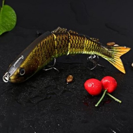 5 JOINTED SECTIONS MULTI-JOINTED FISHING LURE HARD PLASTIC BAIT WITH TREBLE HOOKS (#3)