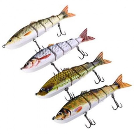5 JOINTED SECTIONS MULTI-JOINTED FISHING LURE HARD PLASTIC BAIT WITH TREBLE HOOKS (#3)