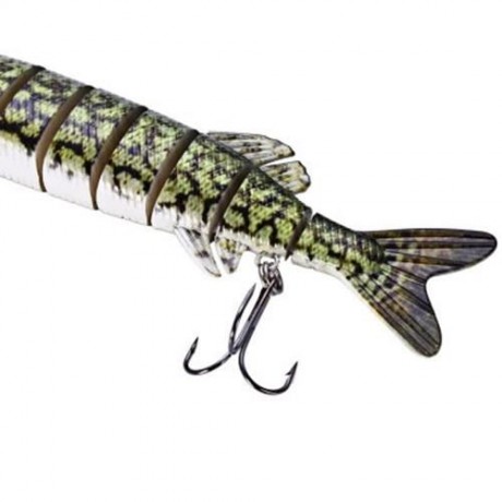 PIKE MUSKIE FISHING LURE BAIT LIFE-LIKE BABY MULTI-JOINTED SWIMBAIT (GREEN)