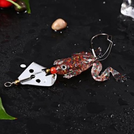 9CM FISHING LURE SOFT FROG SPINNER BAIT WITH OFFSET HOOK (COLORMIX)
