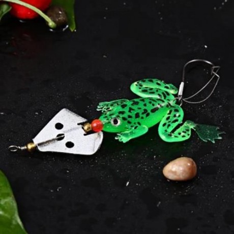 9CM FISHING LURE SOFT FROG SPINNER BAIT WITH OFFSET HOOK (COLORMIX)