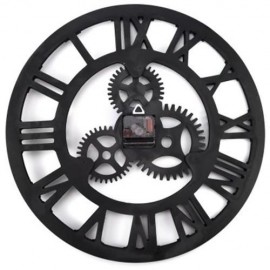 17.7 INCH OVERSIZED 3D DECORATIVE WALL CLOCK RETRO ART GEAR ROMAN NUMERALS DESIGN (COPPER 