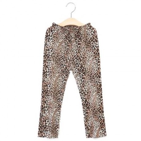 FASHIONABLE ROUND COLLAR LONG SLEEVE LEOPARD PRINT ASYMMETRICAL TWINSET FOR GIRLS (BLACK)