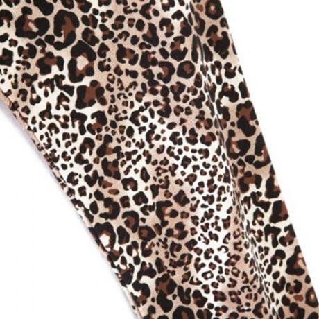 FASHIONABLE ROUND COLLAR LONG SLEEVE LEOPARD PRINT ASYMMETRICAL TWINSET FOR GIRLS (BLACK)