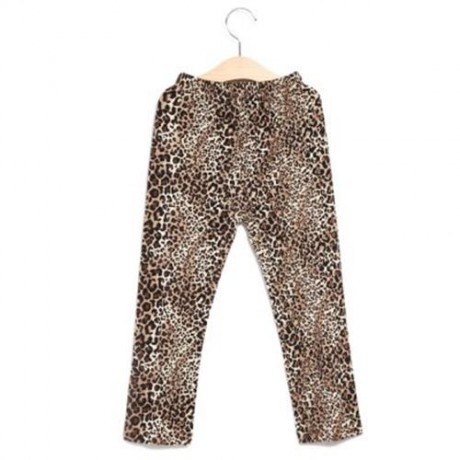 FASHIONABLE ROUND COLLAR LONG SLEEVE LEOPARD PRINT ASYMMETRICAL TWINSET FOR GIRLS (BLACK)