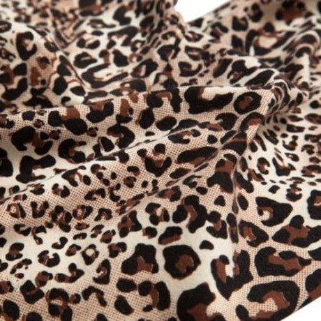 FASHIONABLE ROUND COLLAR LONG SLEEVE LEOPARD PRINT ASYMMETRICAL TWINSET FOR GIRLS (BLACK)