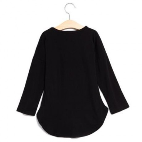 FASHIONABLE ROUND COLLAR LONG SLEEVE LEOPARD PRINT ASYMMETRICAL TWINSET FOR GIRLS (BLACK)