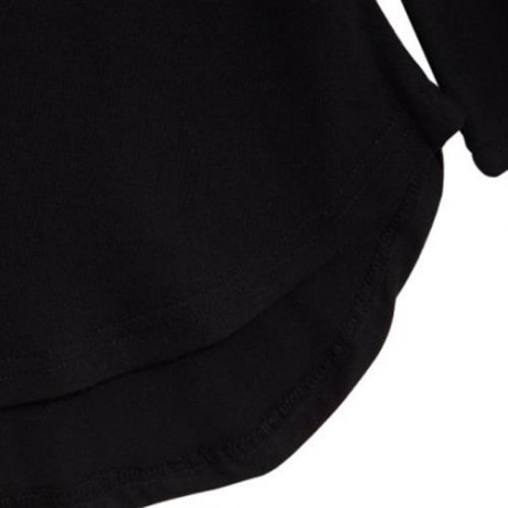 FASHIONABLE ROUND COLLAR LONG SLEEVE LEOPARD PRINT ASYMMETRICAL TWINSET FOR GIRLS (BLACK)
