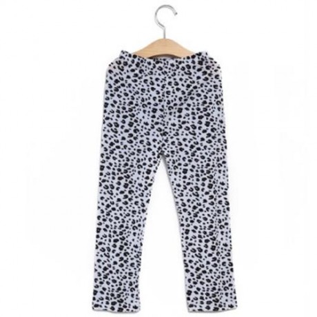 FASHIONABLE ROUND COLLAR LONG SLEEVE LEOPARD PRINT ASYMMETRICAL TWINSET FOR GIRLS (GRAY)