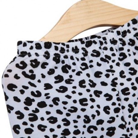 FASHIONABLE ROUND COLLAR LONG SLEEVE LEOPARD PRINT ASYMMETRICAL TWINSET FOR GIRLS (GRAY)
