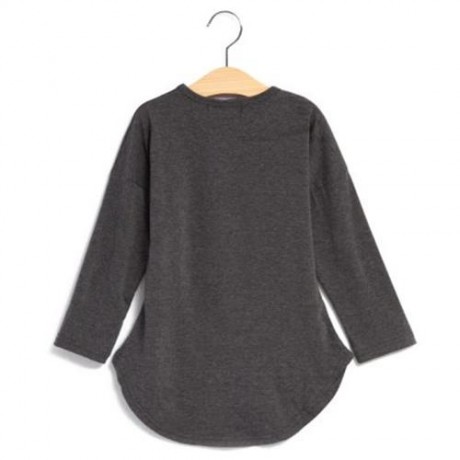 FASHIONABLE ROUND COLLAR LONG SLEEVE LEOPARD PRINT ASYMMETRICAL TWINSET FOR GIRLS (GRAY)