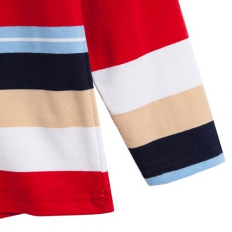CASUAL ROUND NECK LONG SLEEVE STRIPE PATTERN BOYS T-SHIRT (RED)