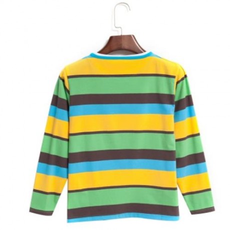 CASUAL ROUND NECK LONG SLEEVE STRIPE PATTERN BOYS T-SHIRT (GREEN)
