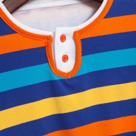 CASUAL ROUND NECK LONG SLEEVE STRIPE PATTERN BOYS T-SHIRT (ORANGE)