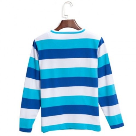 CASUAL ROUND NECK LONG SLEEVE STRIPE PATTERN BOYS T-SHIRT (BLUE)