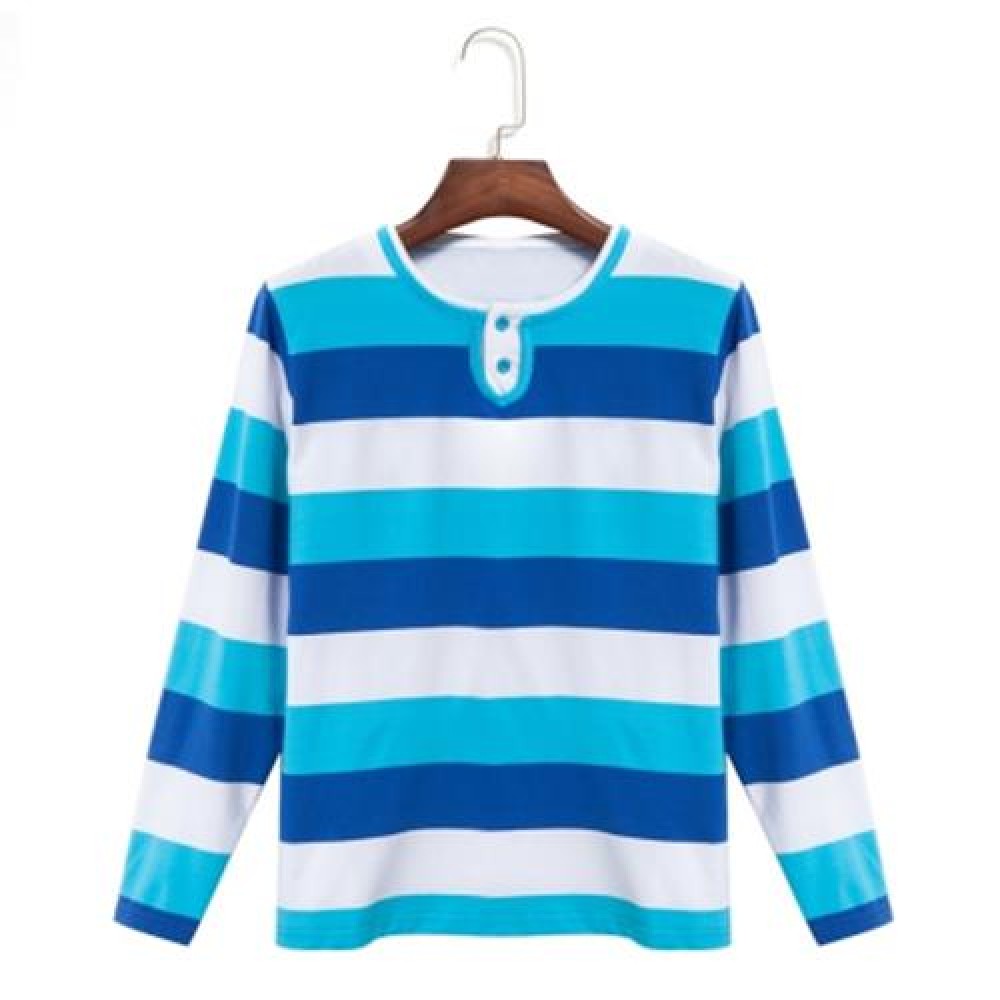 CASUAL ROUND NECK LONG SLEEVE STRIPE PATTERN BOYS T-SHIRT (BLUE)