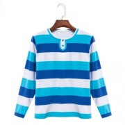 CASUAL ROUND NECK LONG SLEEVE STRIPE PATTERN BOYS T-SHIRT (BLUE)
