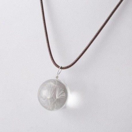 THREE DANDELIONS DESIGN GLASS NECKLACE FOR MEN WOMEN (WHITE)