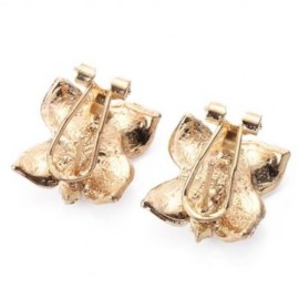 FLOWER DESIGN RHINESTONE EMBELLISHED ALLOY STUD EARRINGS FOR LADIES (WHITE)