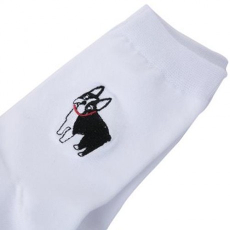 CASUAL DOG CARTOON EMBROIDERY PATTERNS MEN WOMEN COUPLES SOFT SOCKS (#5)