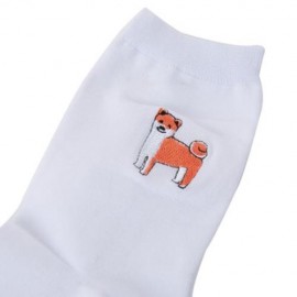CASUAL DOG CARTOON EMBROIDERY PATTERNS MEN WOMEN COUPLES SOFT SOCKS (#4)