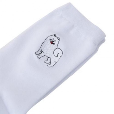 CASUAL DOG CARTOON EMBROIDERY PATTERNS MEN WOMEN COUPLES SOFT SOCKS (#2)