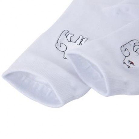 CASUAL DOG CARTOON EMBROIDERY PATTERNS MEN WOMEN COUPLES SOFT SOCKS (#2)